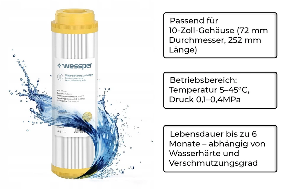 3x Wasserfilter Kartusche 10" Antikalk Patrone Kalkfilter Wasserenthärtung - Bild 4 von 4