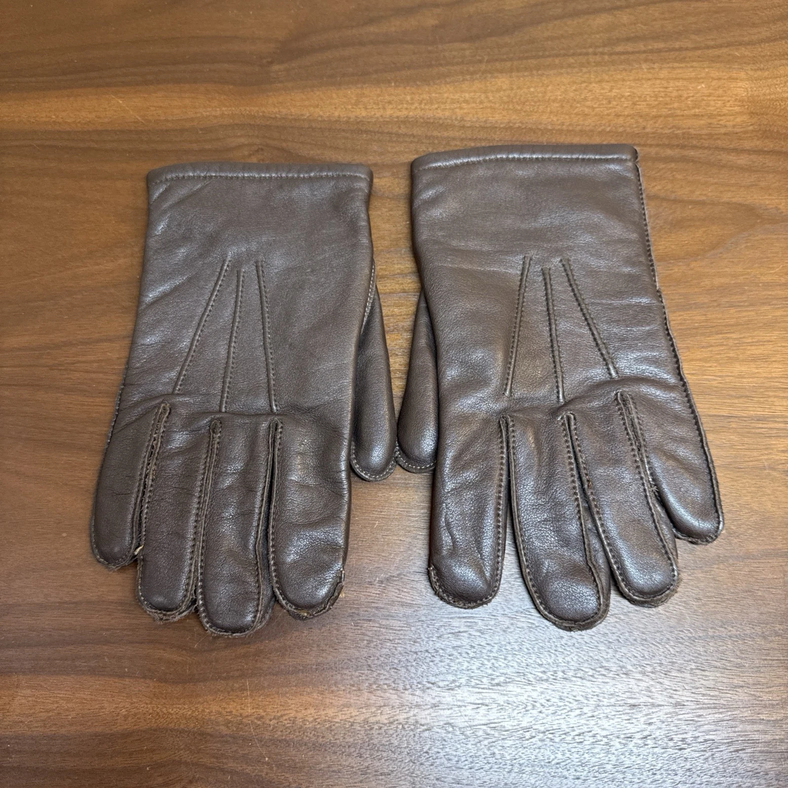 MARSHALL FIELDS Store For Men Real Leather Gloves Top Stitching Sz L Brown Soft