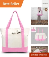 1-Pack Canvas Tote Bag with an External Pocket, Reusable Grocery Shopping Bag...