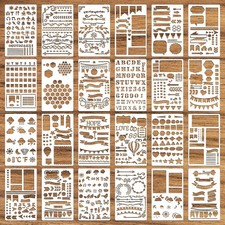 24 Pcs Planner Stencils for Painting Reusable Journal Stencils for Planner Junk