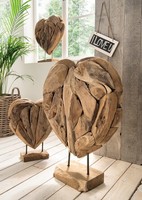 Deko-Herz Auf StäNder Recyceltes Teakholz Natur 30Cm Handgemacht Neu Ovp!!!