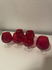 6 rote Cognacgläser Likörgläser Vintage Glas Set Rubinrot