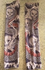 Arm Sleeves with skulls and snakes, Temporary Tattoo
