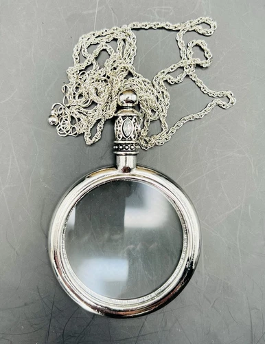 Antique Inspired Magnifying Glass Pendant Necklace Victorian 