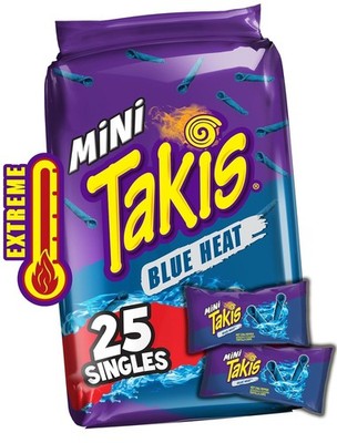 Takis Blue Heat Mini 25 pc / 1.23 oz Bite Size Multipack, Hot Chili Pepper Flavo