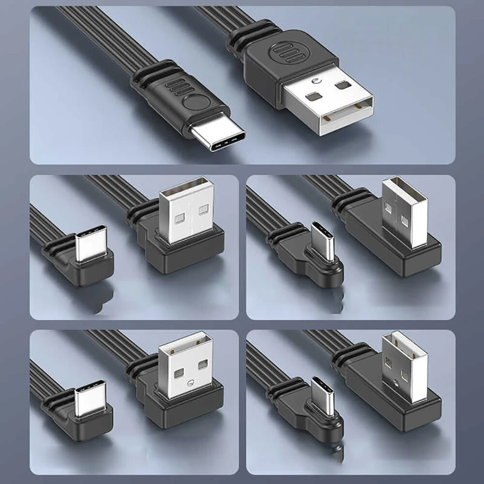 USB Kabel USB A Stecker auf USB-C Stecker 90 Grad Winkel Type-C Kabel 10cm-100cm - Bild 4 von 4