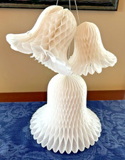 White Paper Honeycomb Wedding Bells Decorations Hanging Set of 4, 6", 4.5", 3.5"