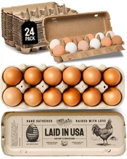 Hatortempt Bulk Egg Cartons - 24-Pack, Reusable 12-Count Basket - Recycled Pa...