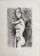 Renato Guttuso acquaforte 1970 Figura (nudo) 70x50 firmata numerata pubblicata