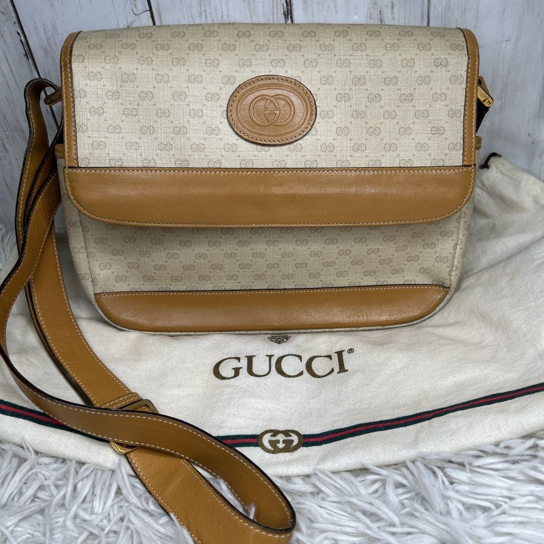Gucci GG Supreme Micro Shoulder Bag with Leather PVC Logo Crossbody