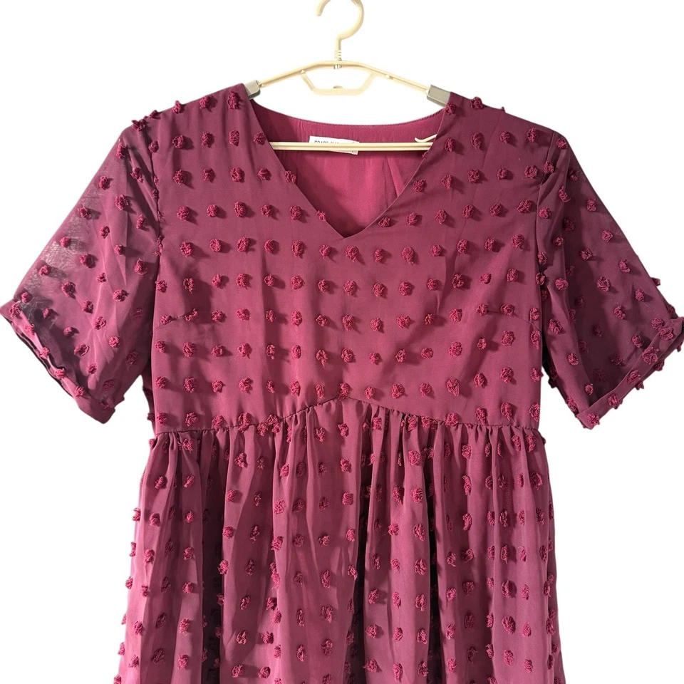 Vestido Babydoll Grace Karin Plus 2XL Borgoña Gasa Punto Suizo Forrado Transparente Foto 2 de 4