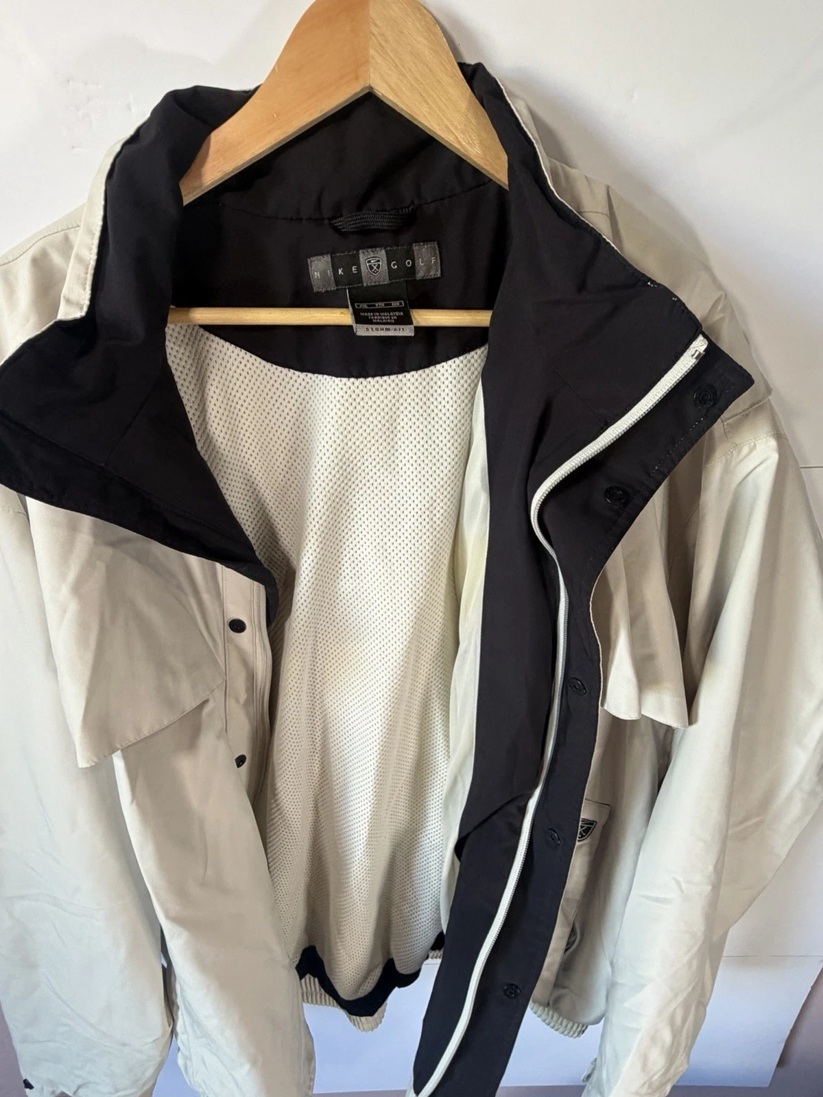Nike Golf Storm Fit Jacket Mens XXL Beige Windbreaker Rain Coat Swoosh