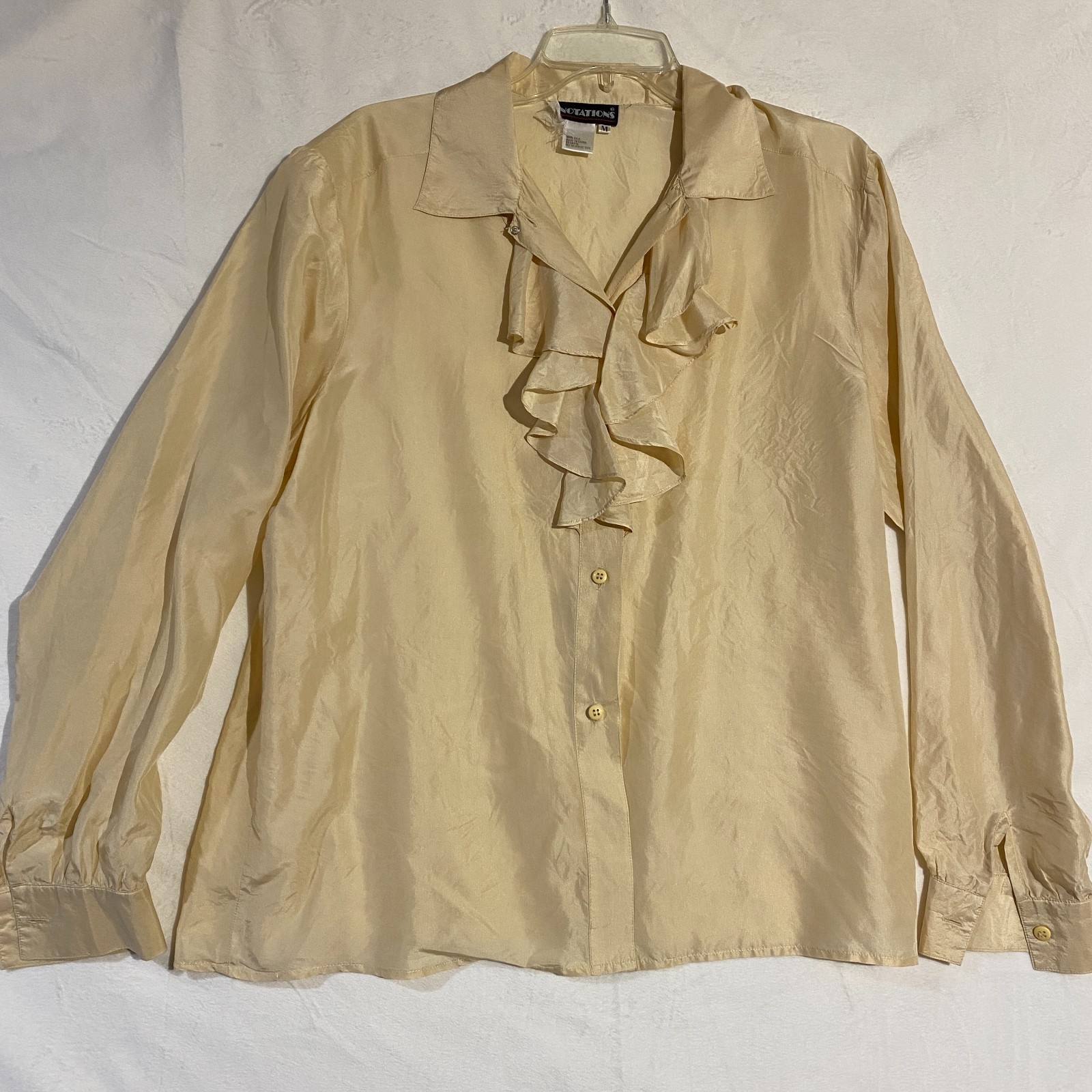 Vintage Notation Ruffle Front Button Up Blouse To… - image 1