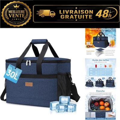 Sac isotherme Lifewit 30 L bleu foncé pique-nique camping - Photo 1/4