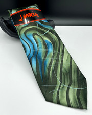 J. GARCIA Men's 100 Silk Tie  Green  Still Life  Collection 60  NEW 40.