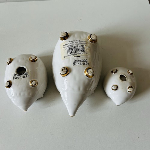 Anthropologie Transpac 3 set Nesting Stackable Hedgehog Ceramic Bowls food safe - Picture 11 of 13