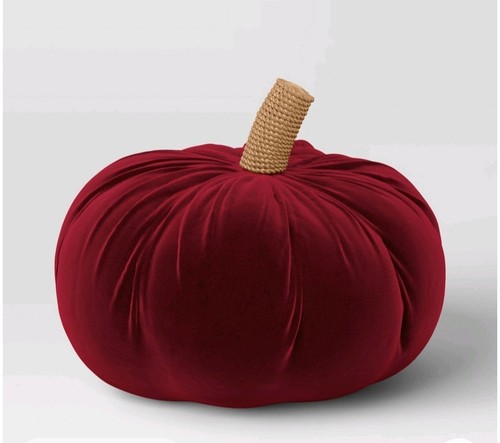 ✨️ Threshold Shaped Velvet Pumpkin Throw Pillow Red - Picture 2 of 6