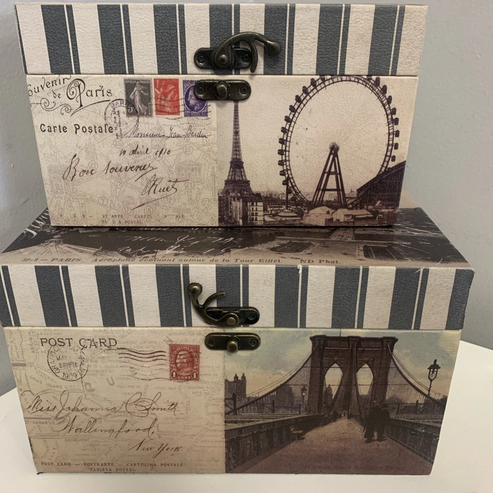 Memory Storage Box Photographs & Memorabilia Vintage Style Metal latch 2 Pieces. - Image 2 of 4