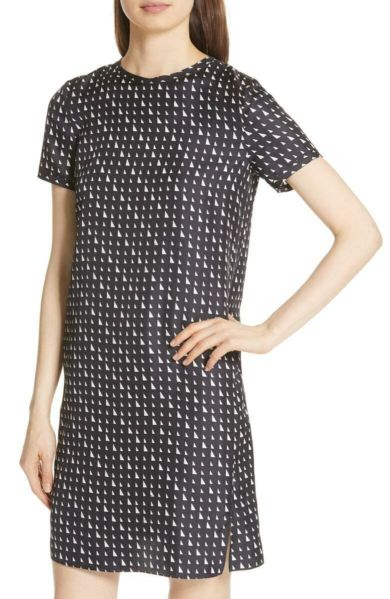theory silk tee dress Theory Triangle Stripe Silk Twill Tee Dress Size P NWT $325