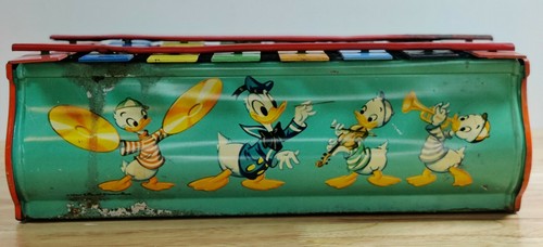 Vintage Walt Disney Toy Xylophone Tin Donald Duck Mickey Mouse Huey Louie Dewey - Picture 4 of 12