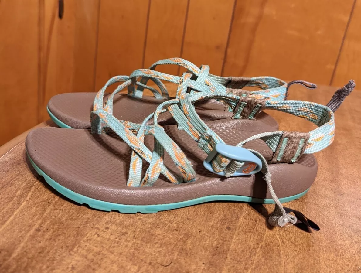 Chaco Women s Wrapsody Sandal Green and Orange Size 6.5