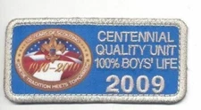 2009 Centennial Quality Unit patch 100% Boys' Life