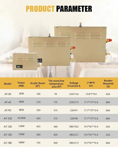 3KW 6KW 9KW Dampfbadgenerator 35-55℃ Sauna Dampfbad Dampferzeuger Bad Türkische - Bild 9 von 27