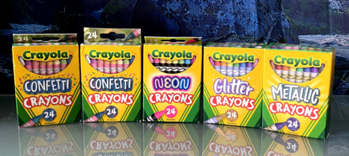 Crayola Crayons Lot of 5 Confetti Neon Glitter Metallic Coloring Art