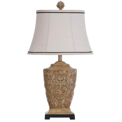 StyleCraft Table Lamp 30'' w/ Linen Fabric Shade Bedside 1-Light Tortola Cream