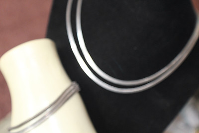 FCC OXIDIERT 925 16'' 2 STRANG HALSKETTE & PASSENDES 3 STRANG ARMBAND 7 1/2''
