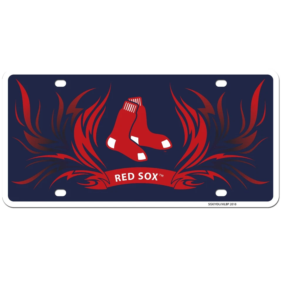 Boston Red Sox Styrene License Plate with Flames MLB Licensed - Image 3 of 3