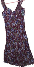 GUESS Dress Burgundy NWT Floral Size 14 Sleeveless V Neck Maxi Empire Waist