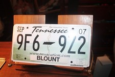 2007 Tennessee Tenn TN License Plate  Blount County  9F6-9Z2