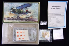 Polikarpov I-153 Cajka 1:72 Směr plstik kit + new decals, resin and photoetached