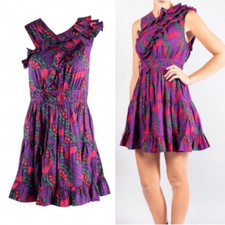 Ulla Johnson Iliana Cotton Poplin Mini Dress Violet Purple Size 8