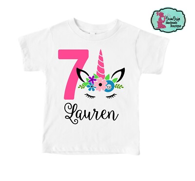 Unicorn 7th Birthday Shirt- girl's birthday shirt- 7th Birthday