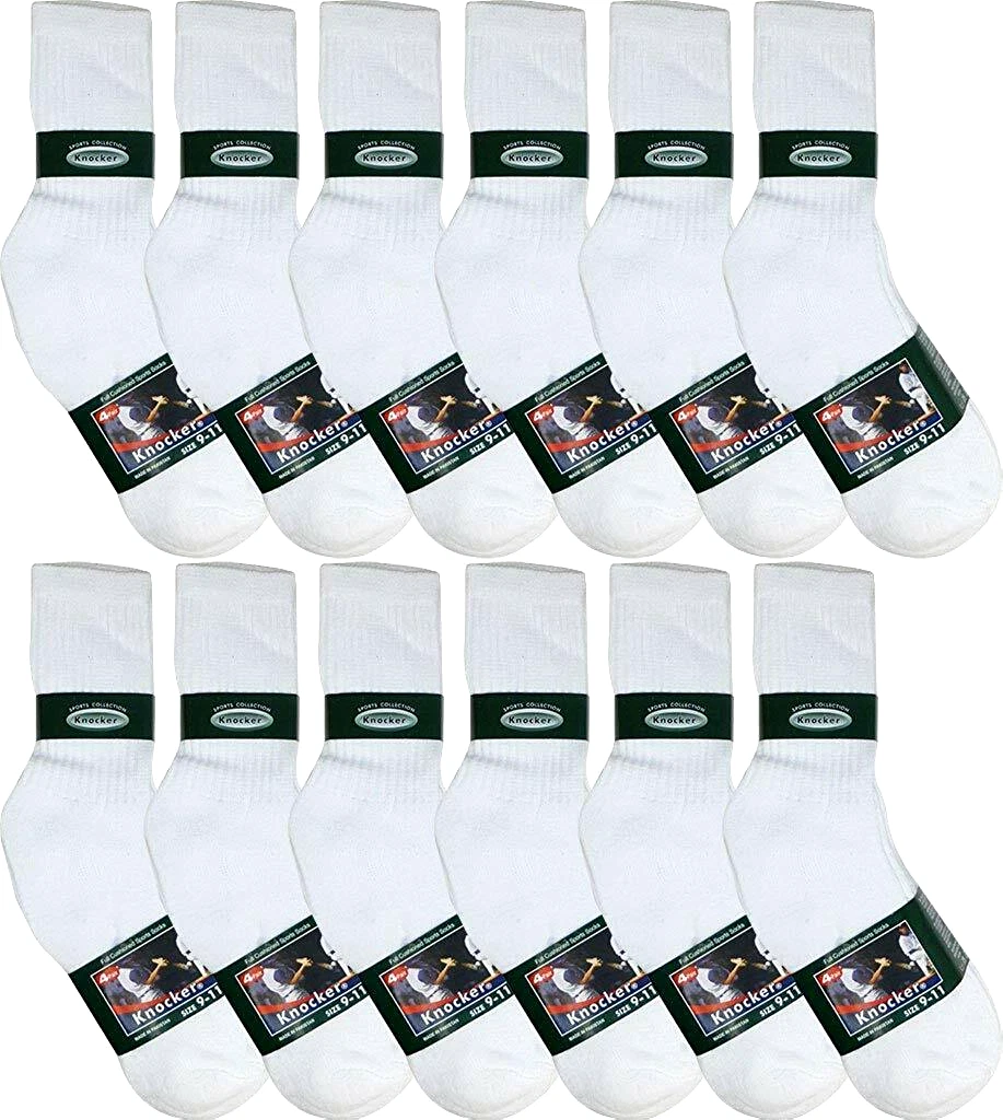 12 Pairs Men's Crew Socks Sports Running Walking Casual Cotton Breathable 9-11