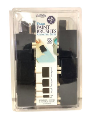 CASE OF 7-48pc ArtSkills Black Foam Paint Brushes for Canvas 4 Sizes-336pc Total