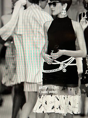 CHANEL BOUTIQUE 1986 SPRING ICONIC CC LOGO ECRU BLOUSE TOP BLACK