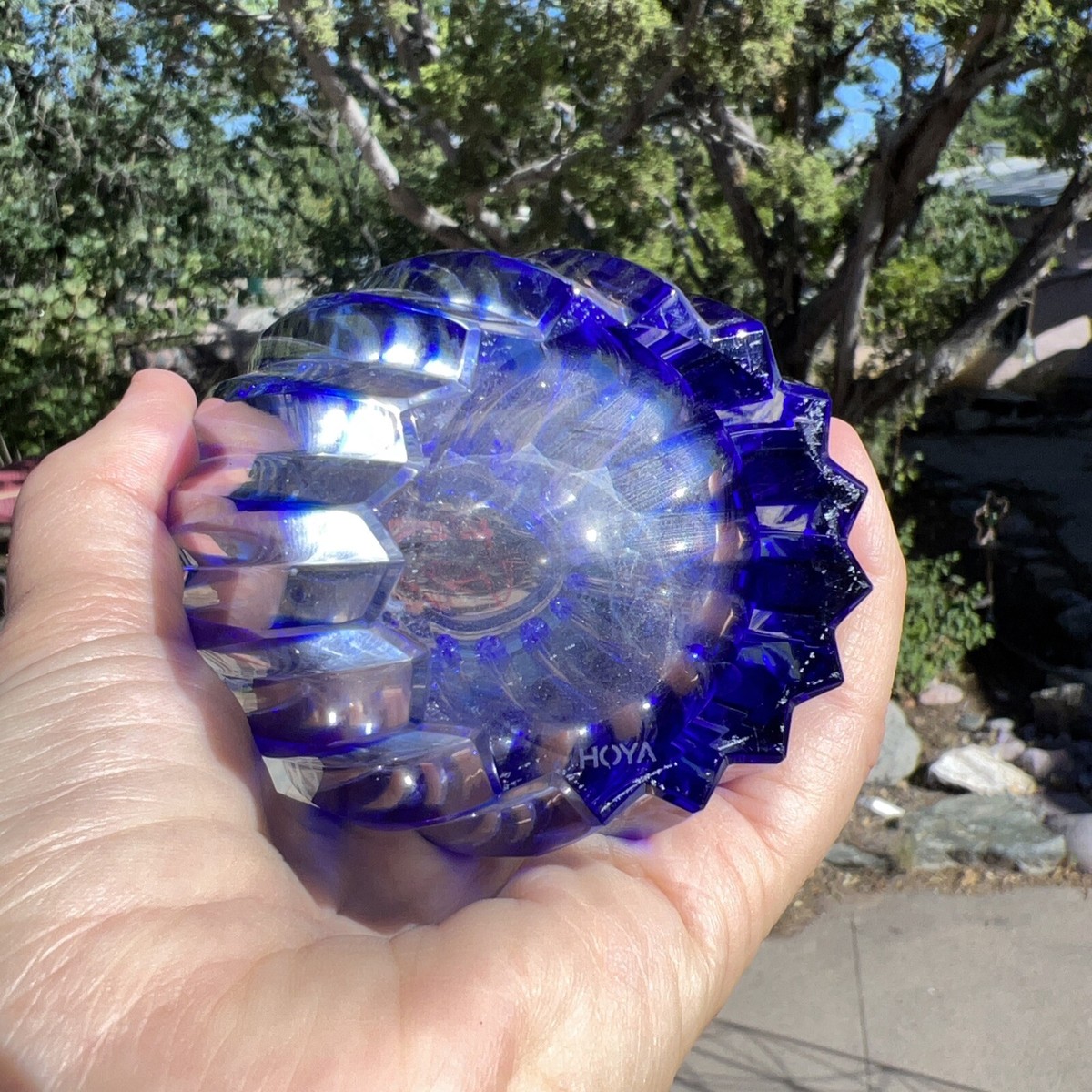 HOYA Crystal With Blue Columns Vase | eBay