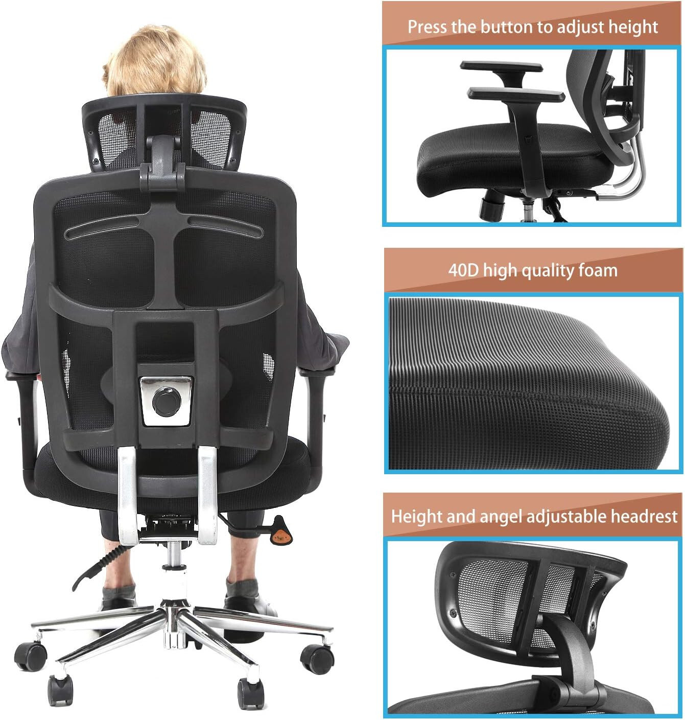 Topsky Ergonomic Mesh Office Chair, Adjustable Lumbar Support, Arm
