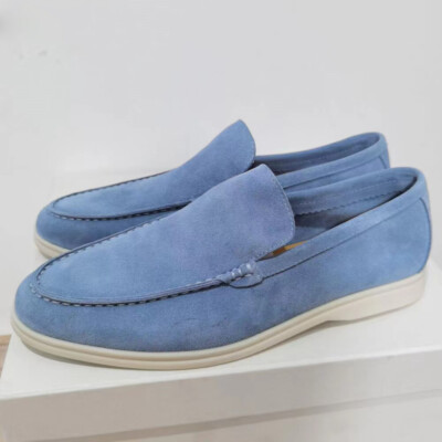 Men's Faux Suede Slip-On Flats Round Toe Casual Shoes Lazy Loafers Classic Shoes