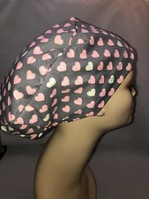 Valentine Hearts Euro Scrub Hat Gray Pink CNOR CHEF CRNA Xray Cath Lab Vet Md