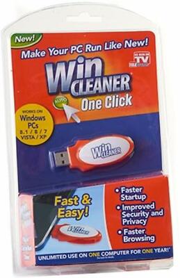 Win Cleaner One-Click PC Cleaner New In Package Speed Boost USB, As Seen on TV.