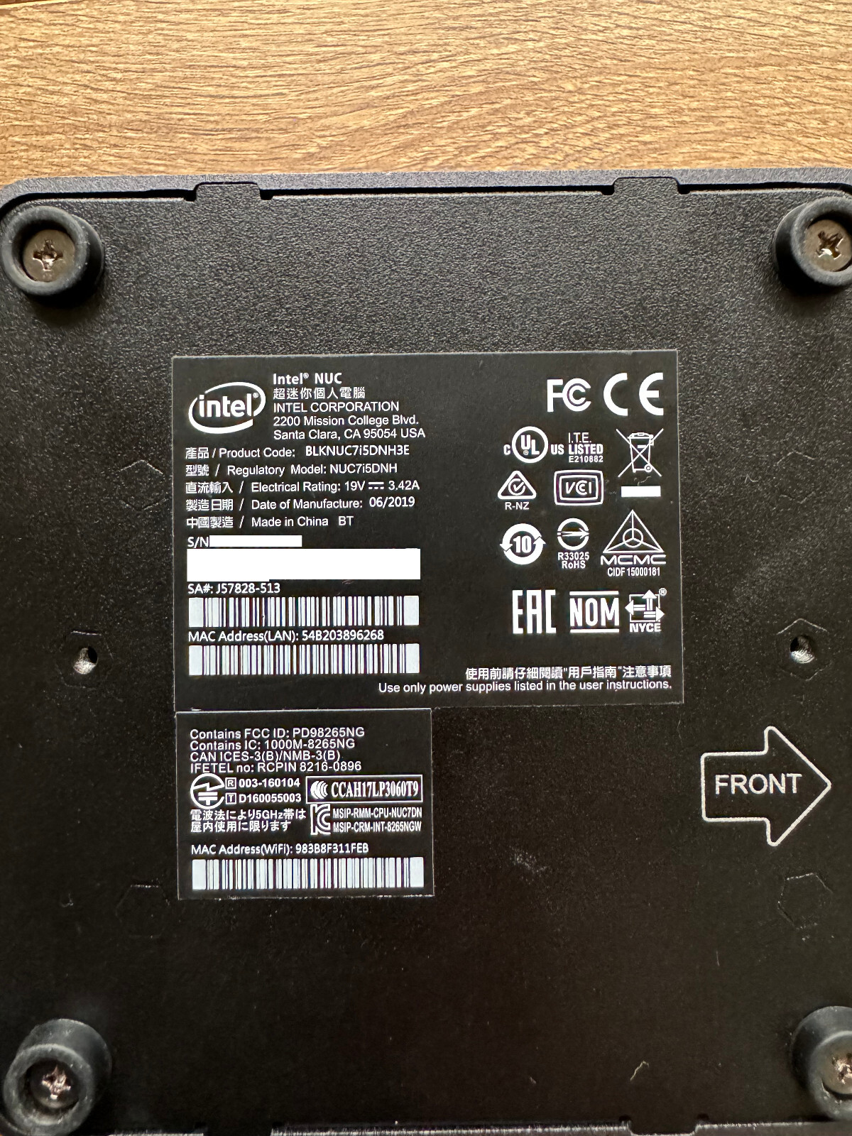 Intel NUC Mini PC NUC7i5DNHE, i37300U 2.63.5GHz, 8GB RAM, 500GB SSD