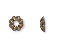 Bead Cap, 500 Antiqued Gold Plated Brass 3x1mm Mini Ribbed to Fit 2-4mm Beads