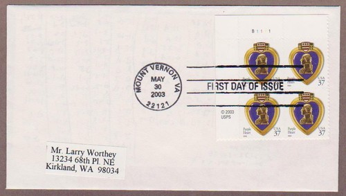 US # 3784 Purple Heart Uncacheted P/B FDC - I Combine S/H - 第 1/1 張圖片