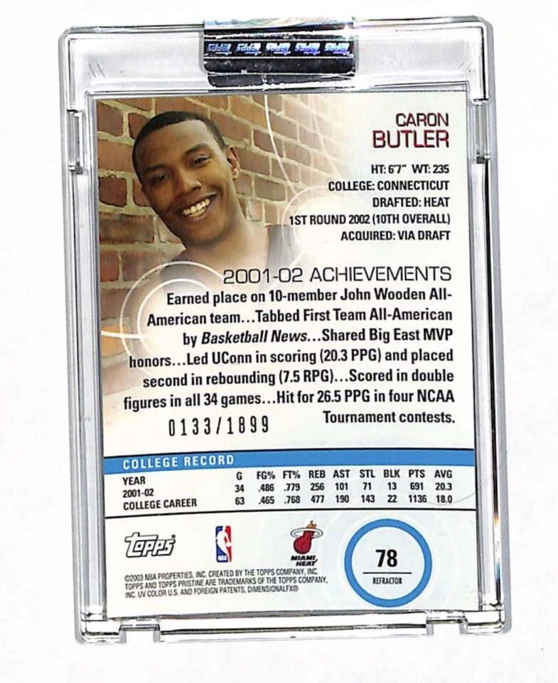 2002-03 Topps Pristine Uncirculated Caron Butler Refractor Rookie Card 133/1899 - Image 2 of 2