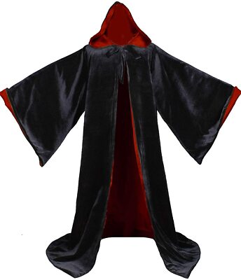 Velvet Wizard Robe with Satin Lined Hood and Sleeves