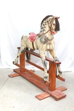 Antique Wood Glider Rocking Horse Antique Carved Imported Real Hair